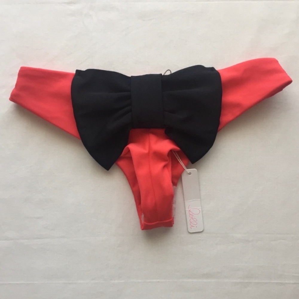 Bright Red Lolli Bow Bikini Bottom NWT